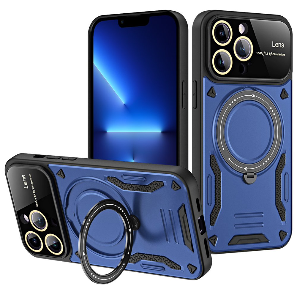 

Für Das Iphone 13 Pro PC+TPU -kickstand Cover Schockiertes, Robuster Telefonhülle - Navy Blau, iPhone 13 Pro
