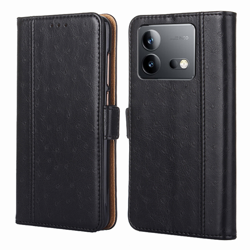 

Für Vivo Iqoo Neo8 5g / Neo8 Pro 5g Strauß Textur Lederhülle Anti-drogen-brieftasche Telefonabdeckung - Schwarz, vivo iQOO Neo8 5G