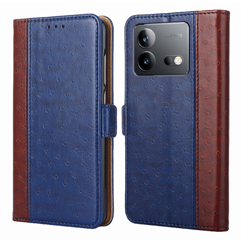 

Für Vivo Iqoo Neo8 5g / Neo8 Pro 5g Strauß Textur Lederhülle Anti-drogen-brieftasche Telefonabdeckung - Blau, vivo iQOO Neo8 5G