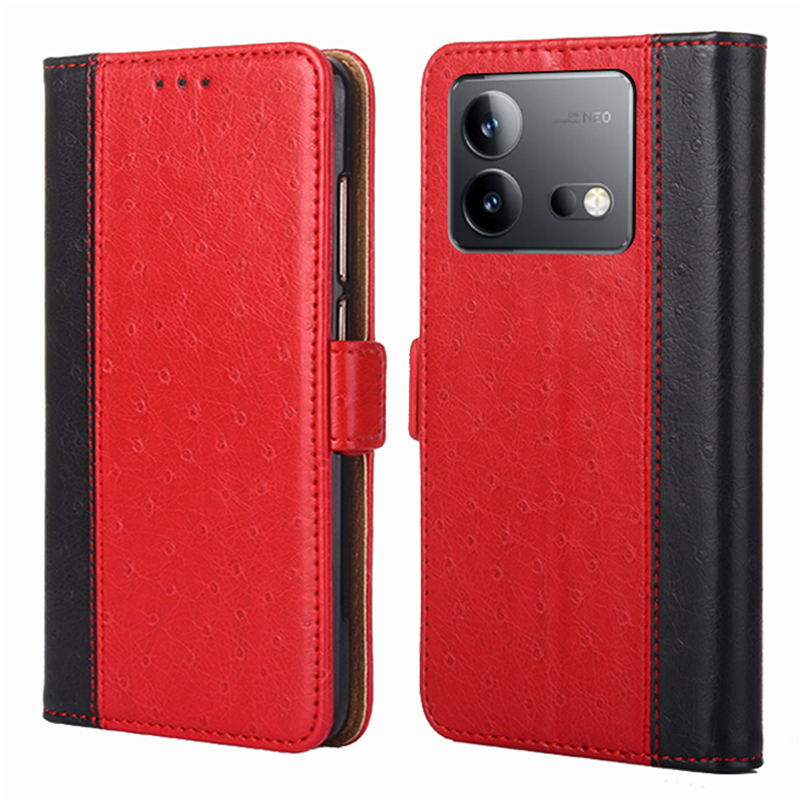 

Für Vivo Iqoo Neo8 5g / Neo8 Pro 5g Strauß Textur Lederhülle Anti-drogen-brieftasche Telefonabdeckung - Rot, vivo iQOO Neo8 5G