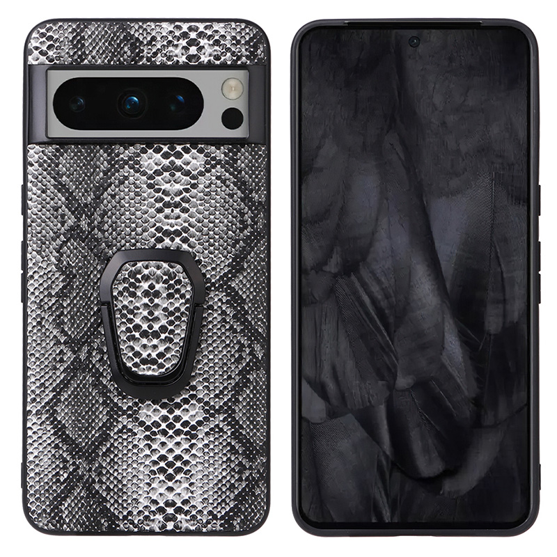 

Für Google Pixel 8 Pro Kickstand Textured Phone Case PU Leder+tpu+pc -telefonabdeckung - Schlangenstruktur, Google Pixel 8 Pro
