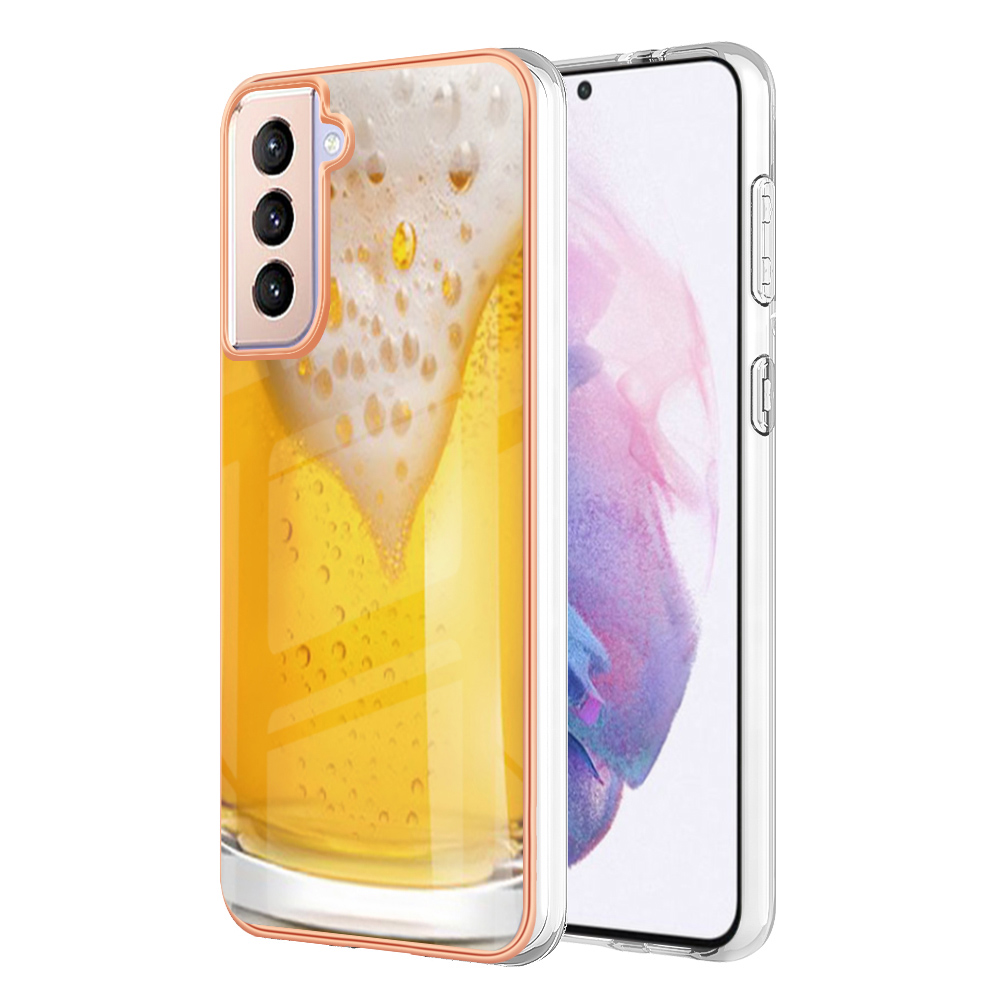 

YB IMD Series-19-stil D 2,0 mm Tpu-hülle Für Samsung Galaxy S21 fe 5g, Imd-muster Elektroplierend Anti-drop-telefonabdeckung - Bier, Galaxy S21 FE 5G