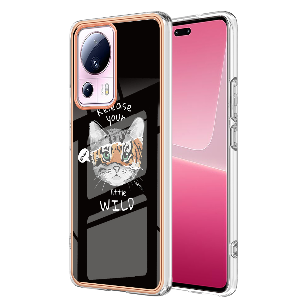

YB IMD Series-19-stil D Für Xiaomi 13 Lite / Civi 2 5G Stylish Muster 2,0 mm TPU -abdeckung Elektropliertes IMD -telefonfall - Katze / Tiger, Xiaomi 13 Lite