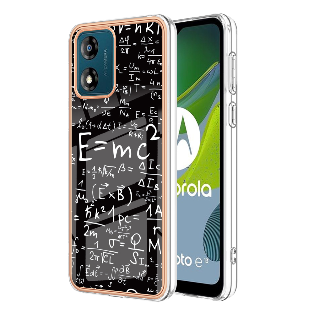

YB IMD Series-19-stil-d-tpu-schale Für Motorola Moto E13 4g, 2,0 mm Elektroplierende Imd-muster Druckphase - Gleichung, Motorola Moto E13 4G