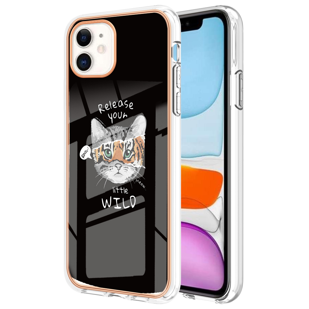 

YB IMD Series-19-stil D Für Iphone 11 Musterdruck Tpu-hülle Elektroplieren 2,0 mm Imd-telefonabdeckung - Katze / Tiger, iPhone 11