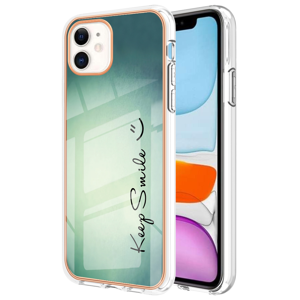 

YB IMD Series-19-stil D Für Iphone 11 Musterdruck Tpu-hülle Elektroplieren 2,0 mm Imd-telefonabdeckung - Lächle, iPhone 11