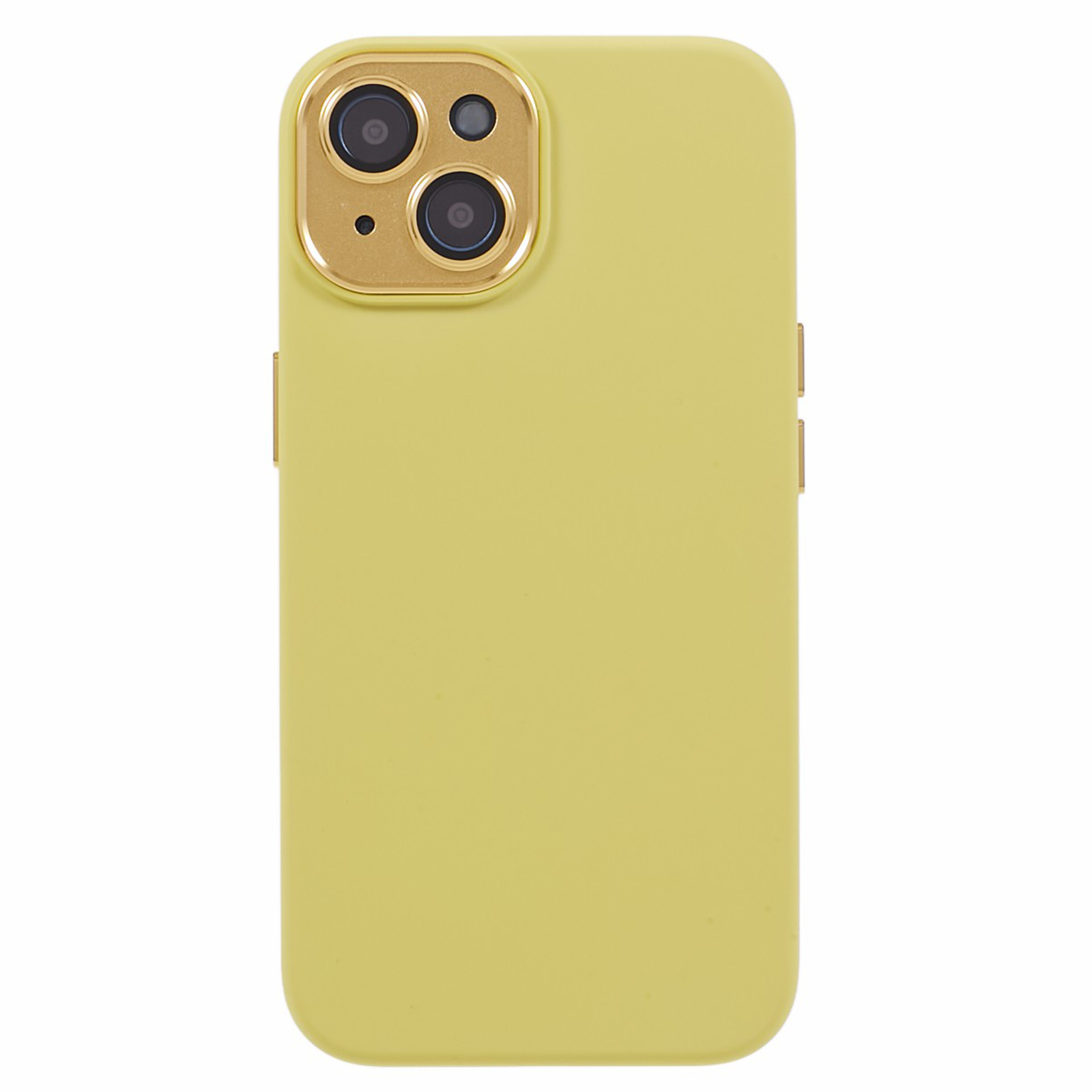 

Für Iphone 13 6,1 Zoll Flüssig Silikon+pc Anti-kratzer-telefonhülle Metall+temperierte Glaslinsenschutzabdeckung - Gelb, iPhone 13