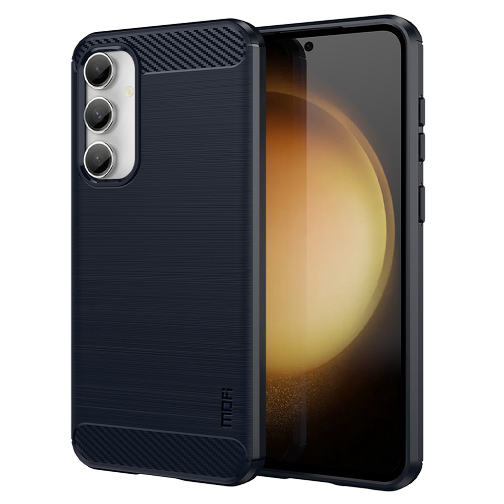 

MOFI JK TPU Serie-1 Für Samsung Galaxy S23 fe Bürstete Kohlefaser-textur-telefonhülle Weiche Tpu-telefonschalenabdeckung - Blau, Galaxy S23 FE