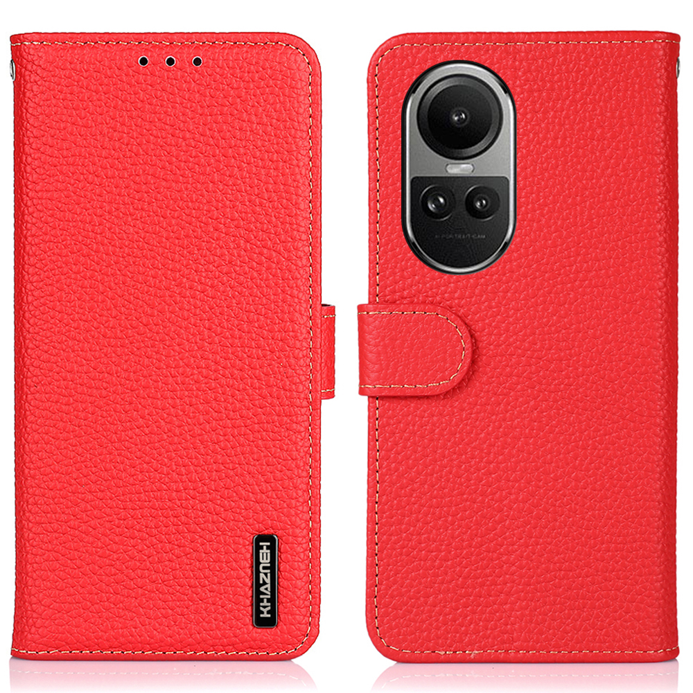 

Khazneh Für Oppo Reno10 Pro 5g / Reno10 5G Handyabdeckung Litchi Textur Stand Wallet Echtes Kuhleder+tpu -hülle - Rot, Oppo Reno10 Pro 5G (Global)