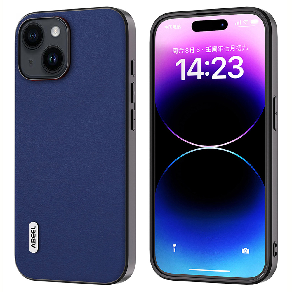 

Abeel Für Iphone 15 Plus Strukturiertes PU Leder+tpu -telefonabdeckung Herbst Beweis Zurück - Dunkelblau, iPhone 15 Plus