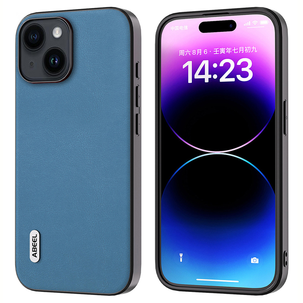 

Abeel Für Iphone 15 Plus Strukturiertes PU Leder+tpu -telefonabdeckung Herbst Beweis Zurück - Himmelblau, iPhone 15 Plus