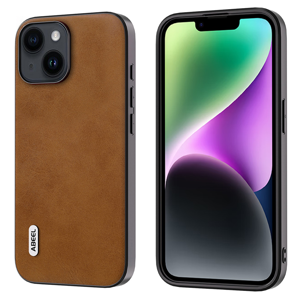 

Abeel Für Iphone 15 Plus Schutzhülle PU -lederbeschichtete TPU+PC Cowide Textur Telefonabdeckung - Braun, iPhone 15 Plus