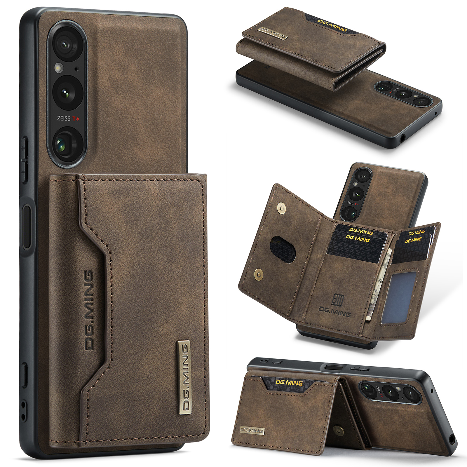 

Dg. Ming M2 -serie Für Sony Xperia 1 V Magnetic Wallet Phone Case PU+PC+TPU Kickstand -telefonabdeckung - Kaffee, Sony Xperia 1 V