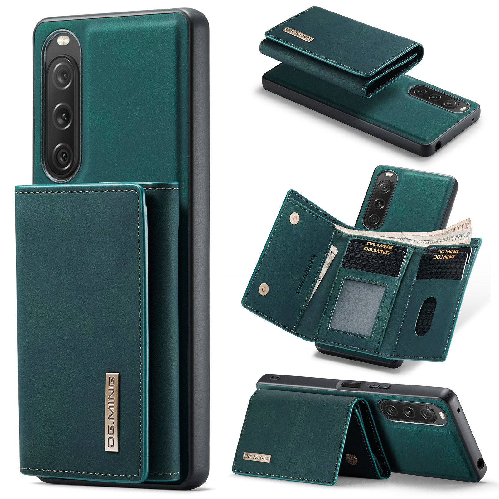 

Dg. Ming M1-serie Anti-drop-kickstand-hülle Für Sony Xperia 10 V PC+TPU+PU Magnetic Wallet Telefonabdeckung - Grün, Sony Xperia 10 V