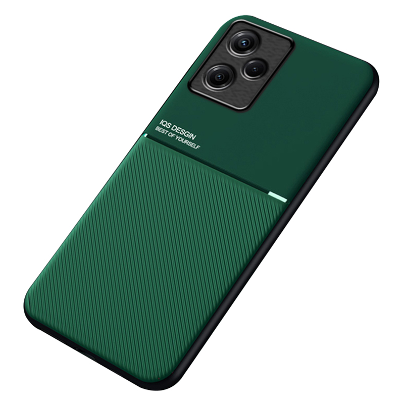Phone Case for Infinix Hot 30i X669 , PU Leather+TPU+PC Lines Imprinted Cover with Built-In Magnetic Holder Metal Sheet - Green