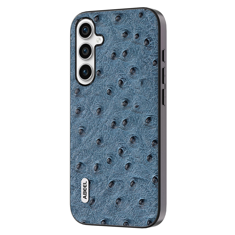 

ABEEL -telefonkoffer Für Samsung Galaxy A14 4G / 5g, Echter Kuhleder -pc+tpu Straußstängertexturabdeckung - Blau, Galaxy A14 4G