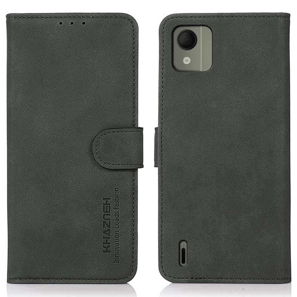 

Khazneh Für Nokia C110 PU Leder -smartphone -hülle Fein Strukturierter Brieftaschenstand Telefonabdeckung - Grün, Nokia C110