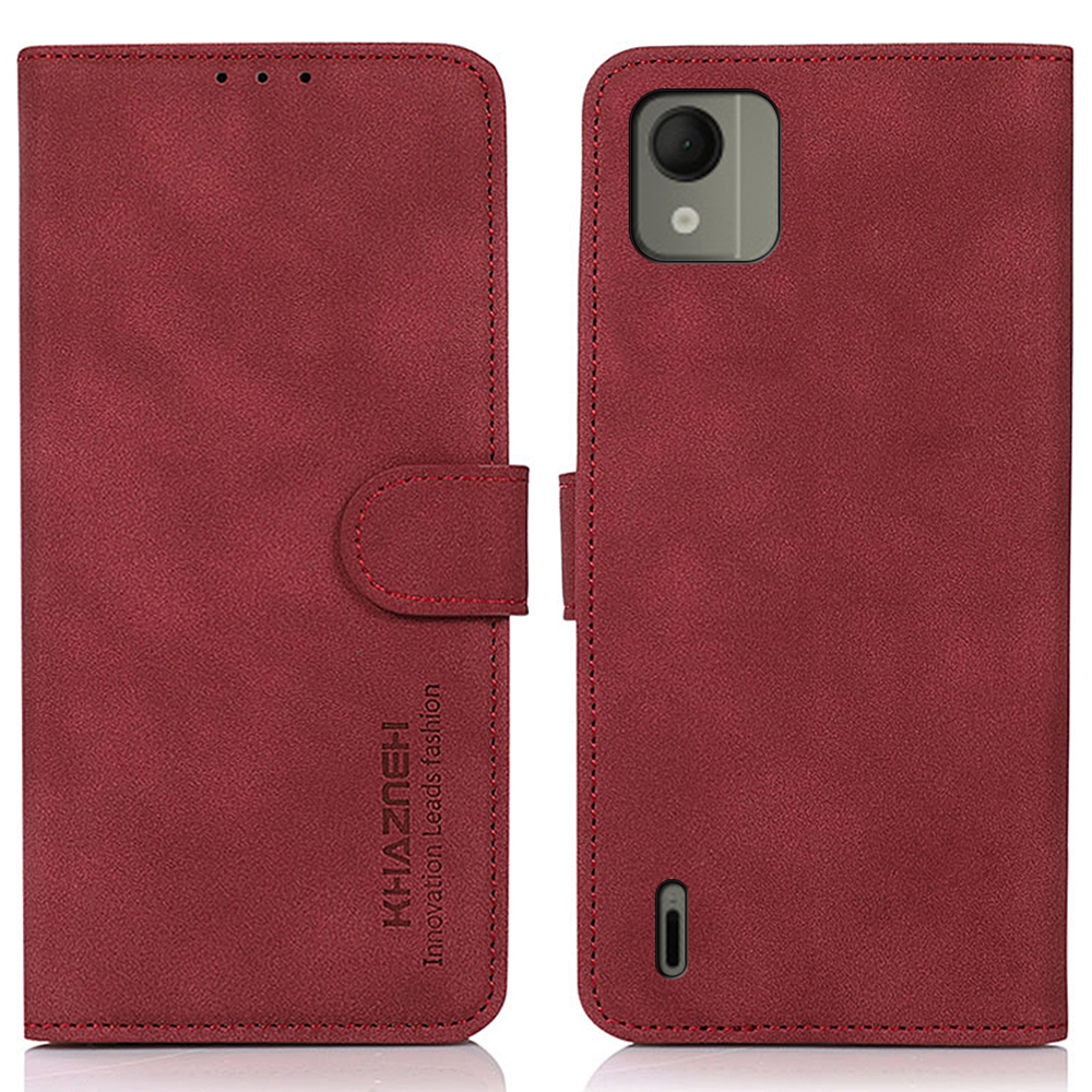 

Khazneh Für Nokia C110 PU Leder -smartphone -hülle Fein Strukturierter Brieftaschenstand Telefonabdeckung - Rot, Nokia C110