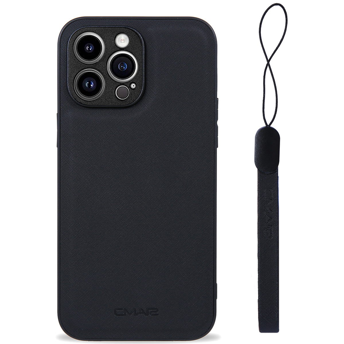 

CMAI2 Für Iphone 14 Pro Max Schockdelie-telefon Hülle Anti-kratzer Pu+pc+tpu-telefonabdeckung Mit Armbandgurt - Schwarz, iPhone 14 Pro Max