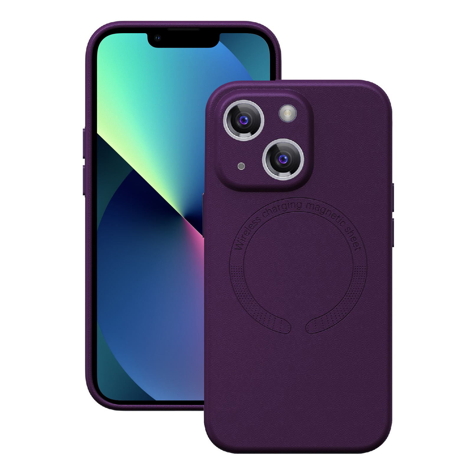 

Für Iphone 13 6,1 Zoll Telefonabdeckung PU -leder -pc -pc -kompatibel Mit Magsafe Back Case - Lila, iPhone 13