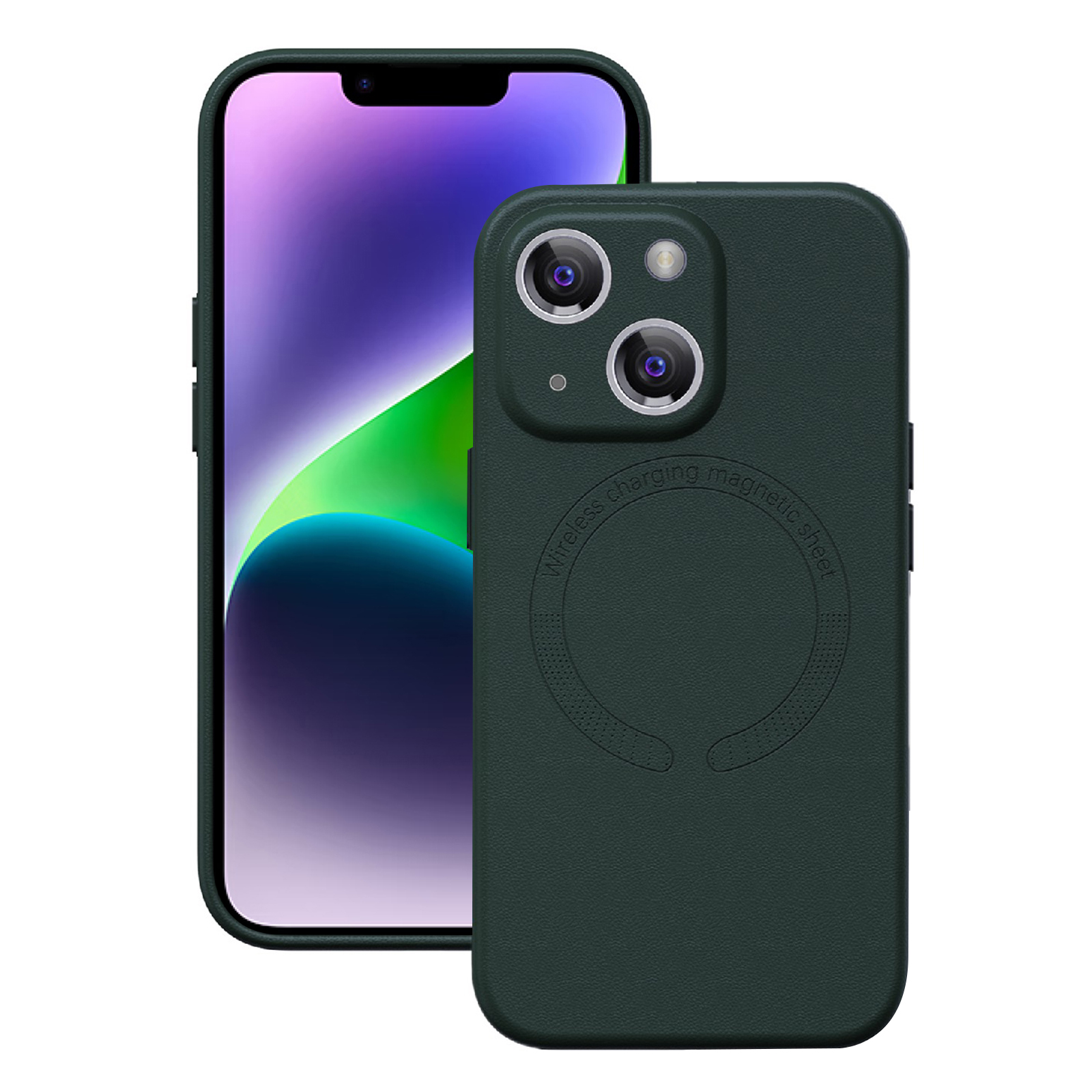 

Telefonabdeckung Für Iphone 14, Kompatibel Mit Magsafe Scratch Resistant pu Lederbeschichtete PC -rückhülle - Grün, iPhone 14