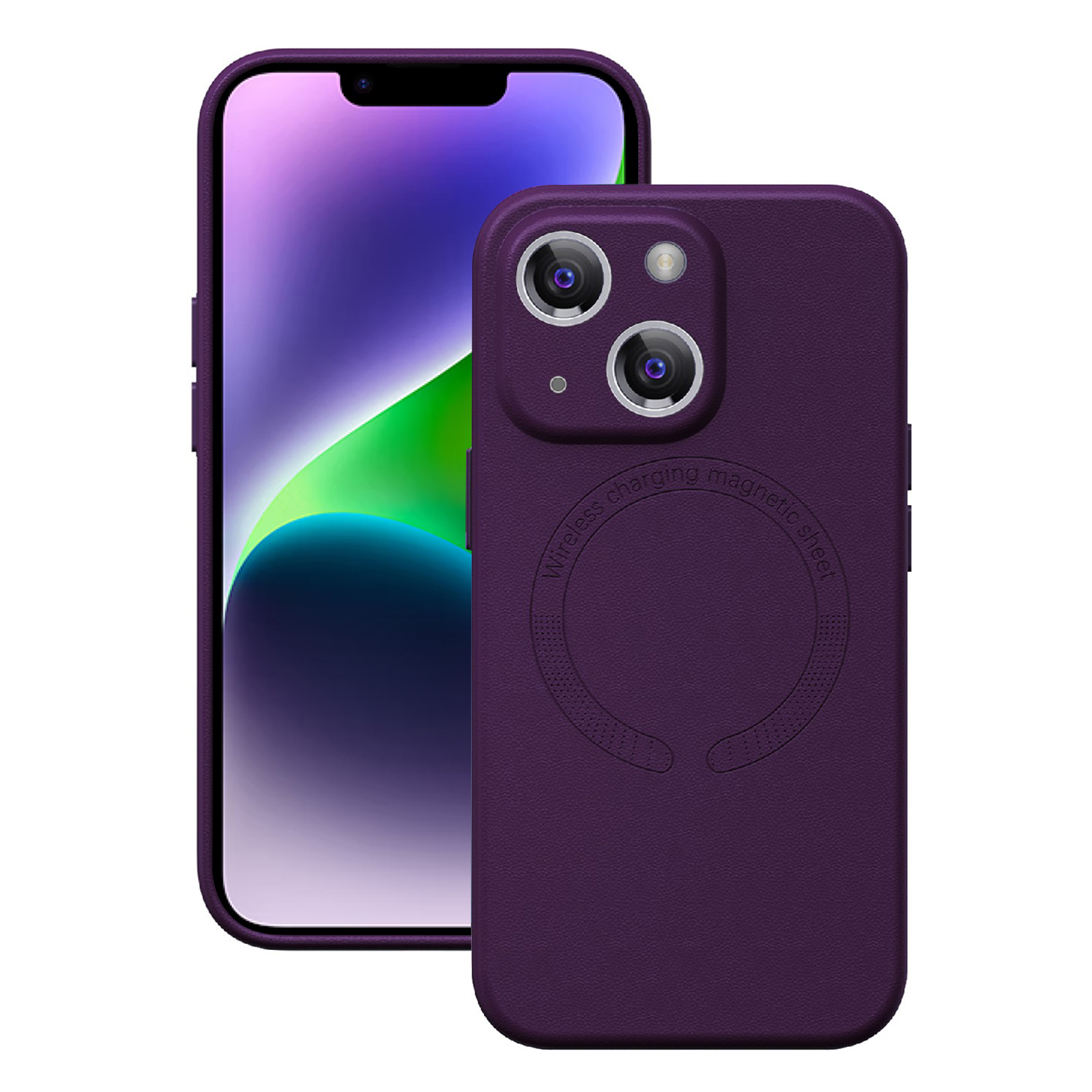 

Telefonabdeckung Für Iphone 14, Kompatibel Mit Magsafe Scratch Resistant pu Lederbeschichtete PC -rückhülle - Lila, iPhone 14