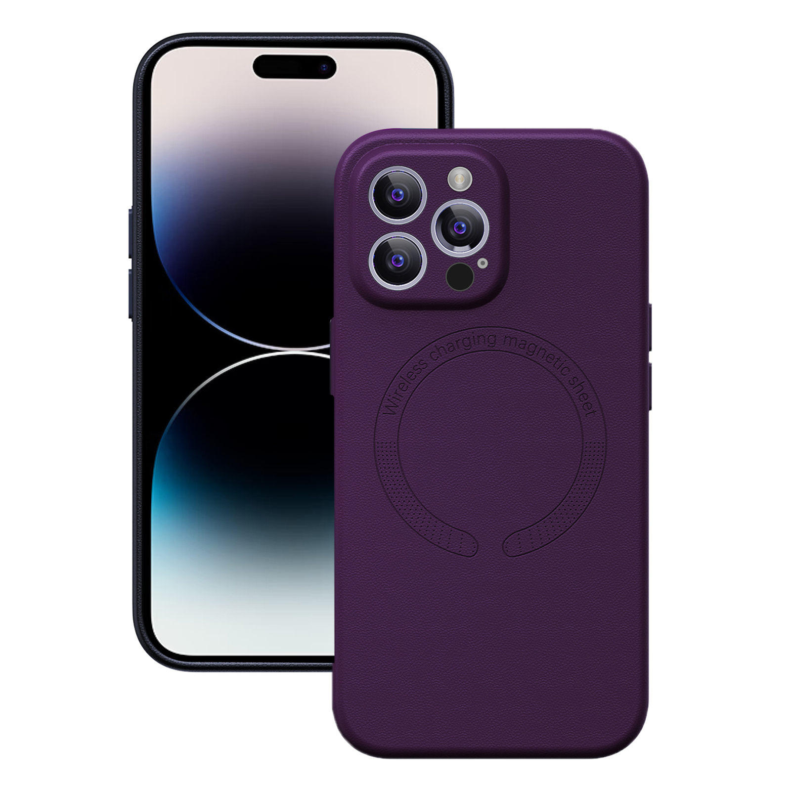

Kompatibel Mit Magsafe Shell Für Iphone 14 Pro, PU -leder -pc -rückhülle Telefonabdeckung - Lila, iPhone 14 Pro