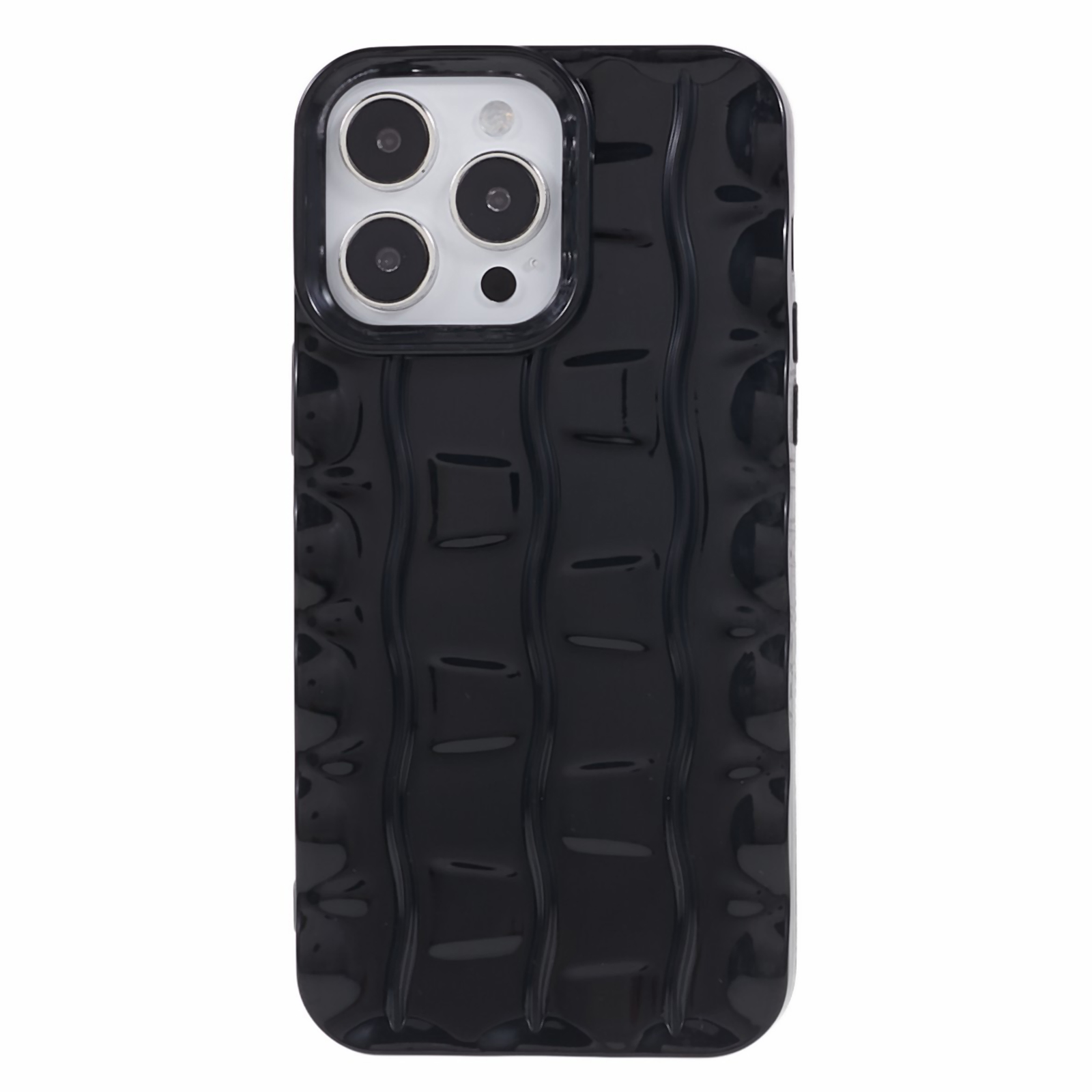 

Für Das Iphone 13 Pro Max Verstärkte Ecke Tpu-hülle 3d-streifen Muster Anti-schlupf-telefonabdeckung - Schwarz, iPhone 13 Pro Max