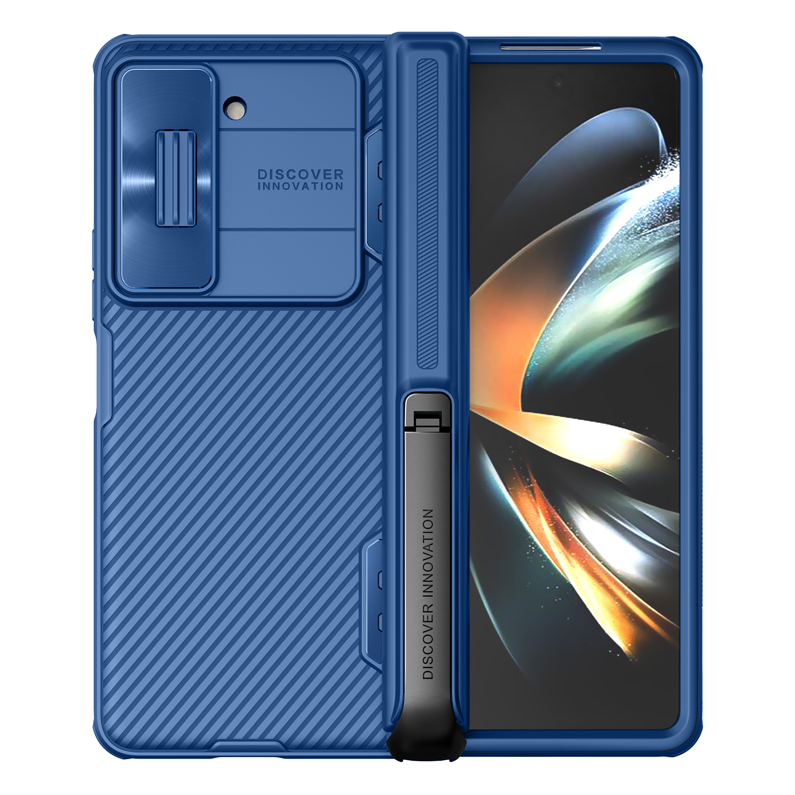 

Nillkin Camshield Fold -hülle Für Samsung Galaxy Z Fold5 5G TPU+PC Phone Deckung Dia -kameraschutz Kickständer Shell - Blau, Galaxy Z Fold5 5G