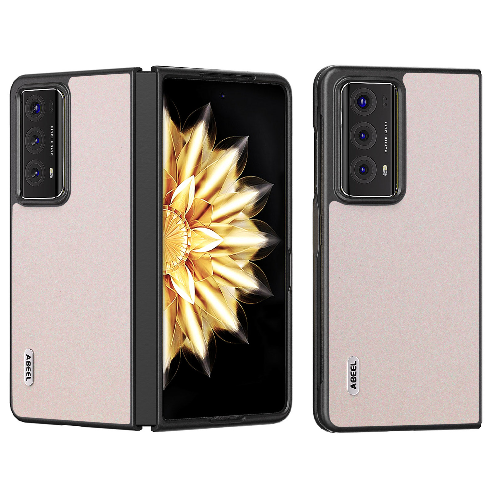 

ABEEL Für Ehrenmagie V2 5G Glitzer Glänzender Rückdecke PU Leder + PC Anti-scratch-telefonhülle - Weiss, Honor Magic V2 5G