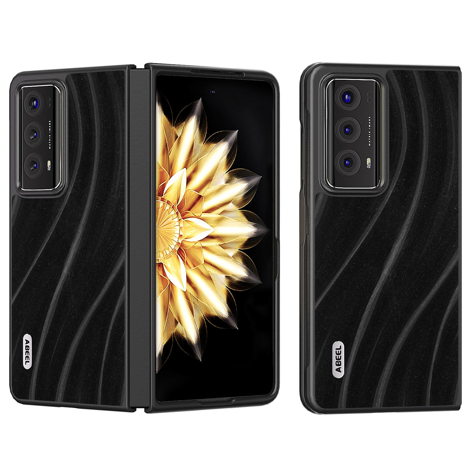 

Abeel Milky Way -serie Für Ehrenmagie V2 5G Telefonhülle PU Leder Beschichtetes PC -schutzfalteabdeckung - Schwarz, Honor Magic V2 5G
