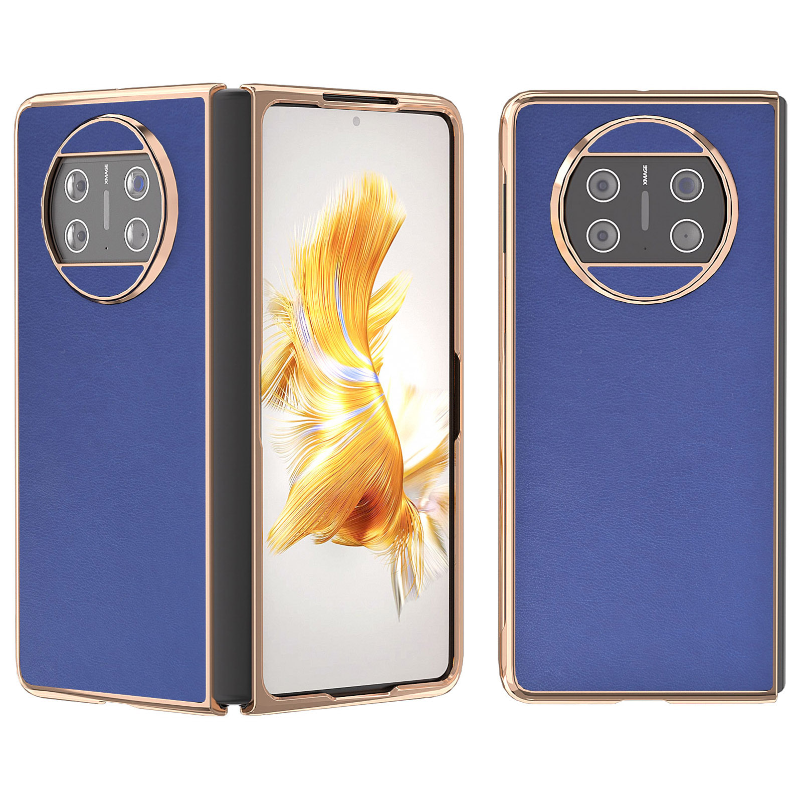 

Für Huawei Mate X3 5G Strukturierte PU -leder -pc -abdeckung Nano Electroplating Phone Case - Dunkelblau, Huawei Mate X3 5G