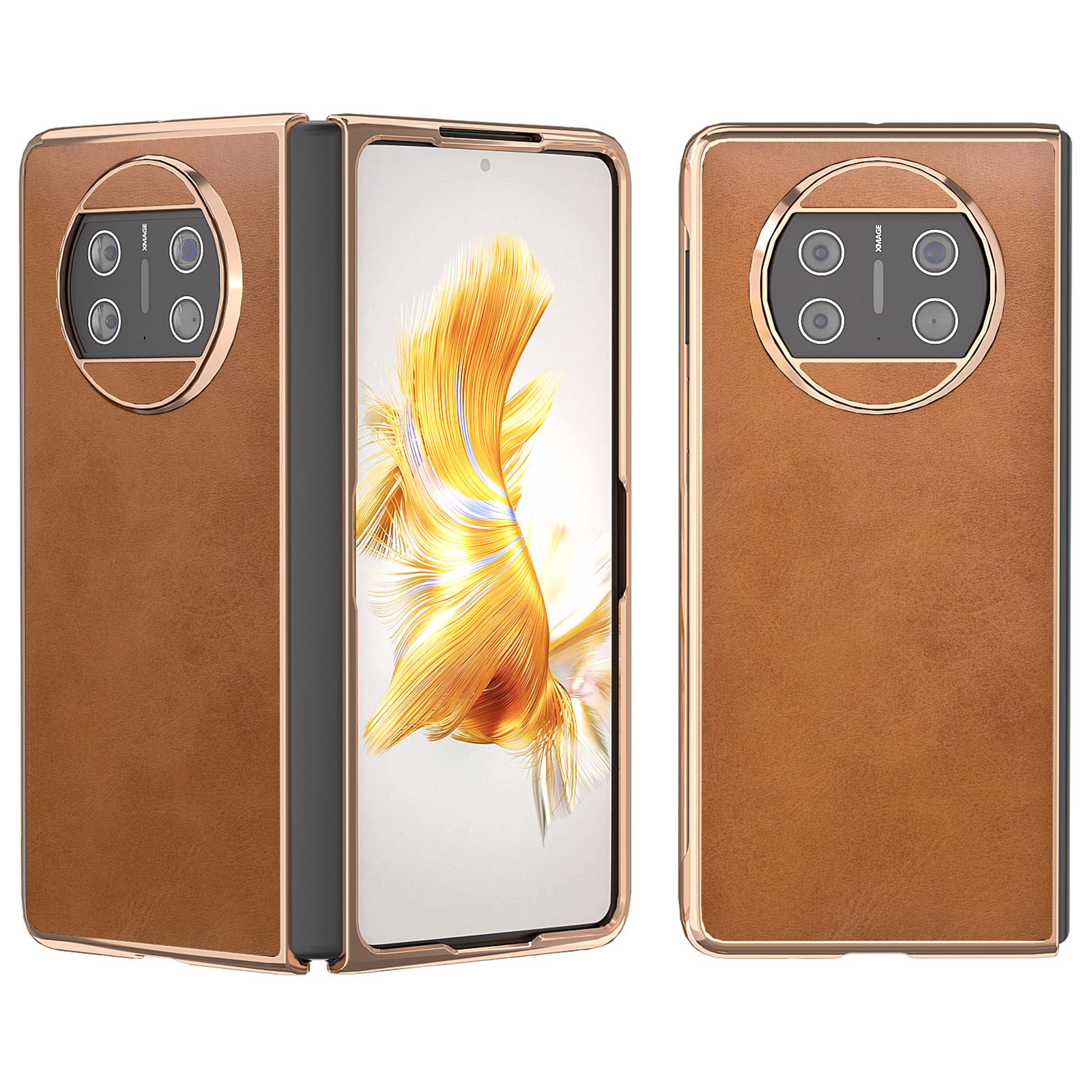 

Für Huawei Mate X3 5G Nano Electroplating Phone Case Cowide Textur Anti-scratch-abdeckung - Braun, Huawei Mate X3 5G