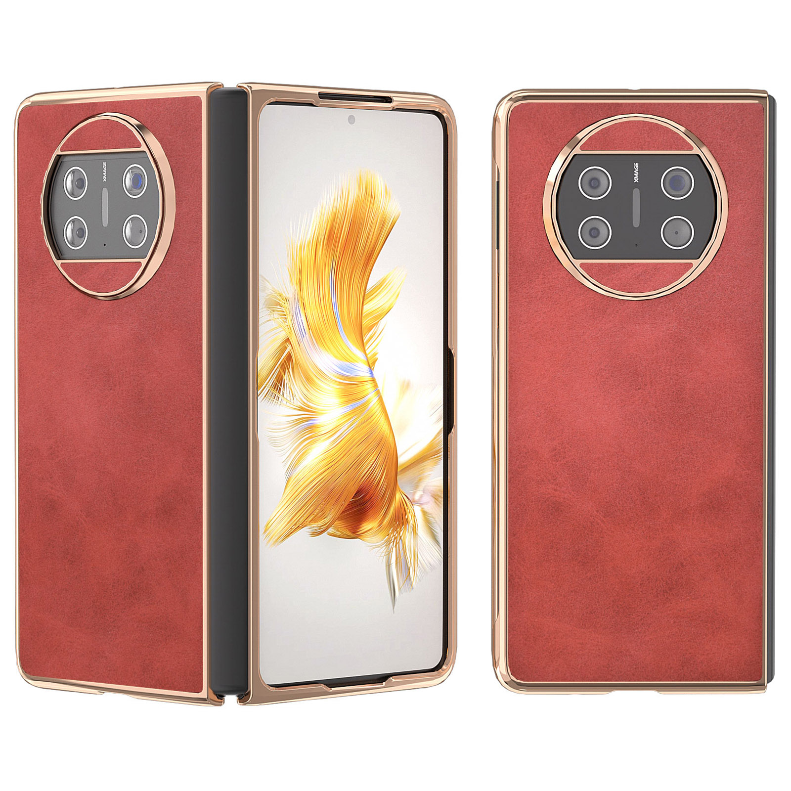 

Für Huawei Mate X3 5G Nano Electroplating Phone Case Cowide Textur Anti-scratch-abdeckung - Rot, Huawei Mate X3 5G