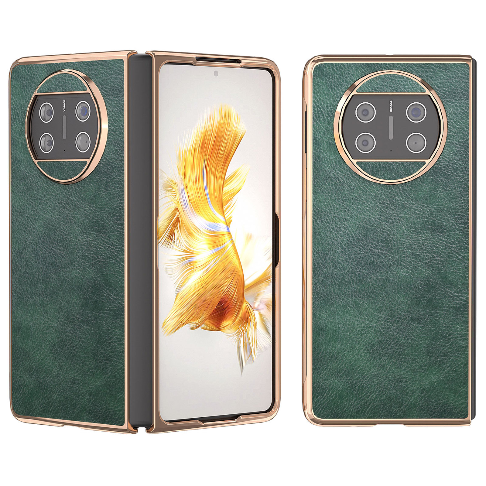 

Für Huawei Mate X3 5G PU Leder+pc Telefonabdeckung Nano Elektroplieren Litchi Textur Schutzschale - Grün, Huawei Mate X3 5G