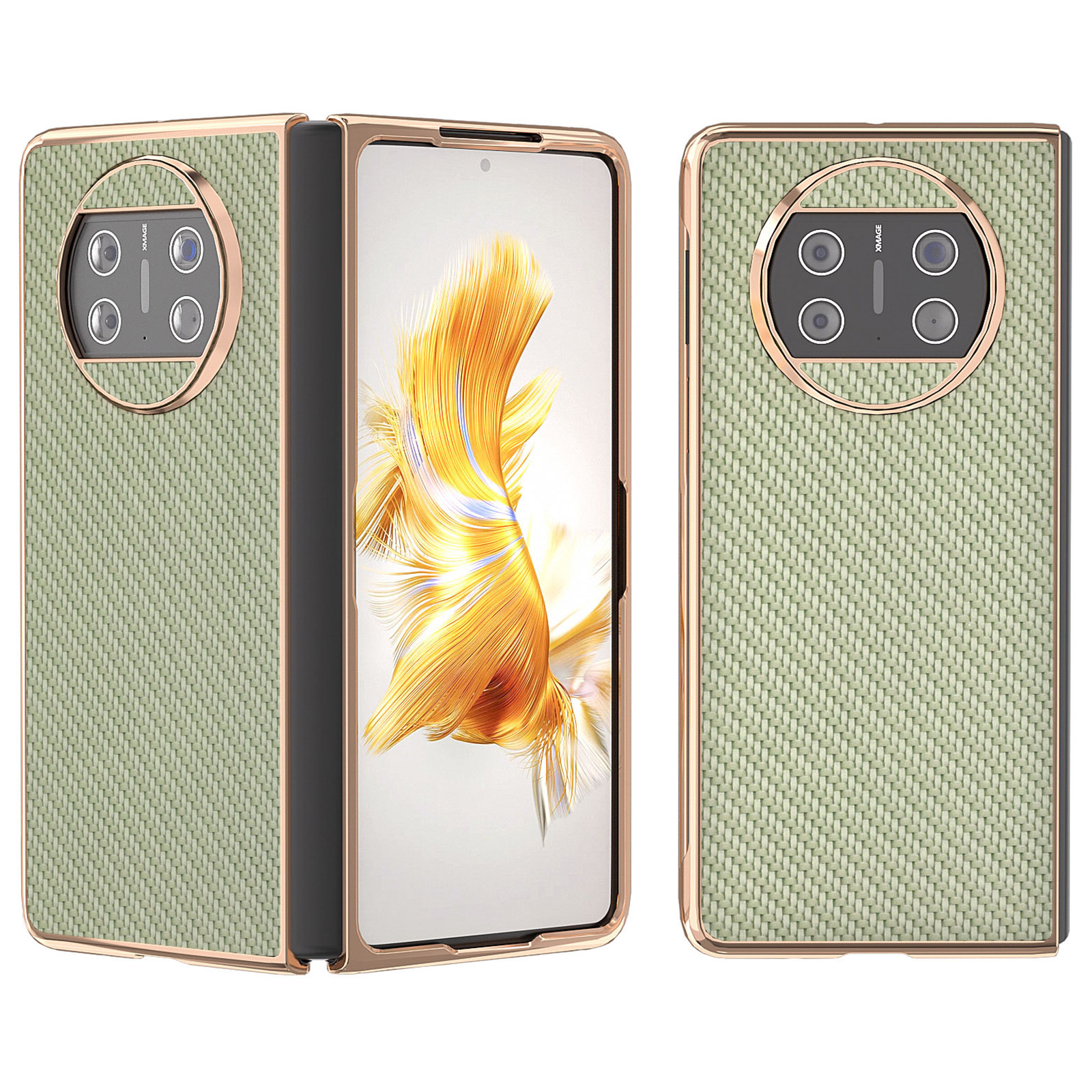 

Für Huawei Mate X3 5G Carbonfaser Textur Schale PU Leder Beschichtete PC -hülle Nano -elektroplatten -telefonabdeckung - Hellgrün, Huawei Mate X3 5G