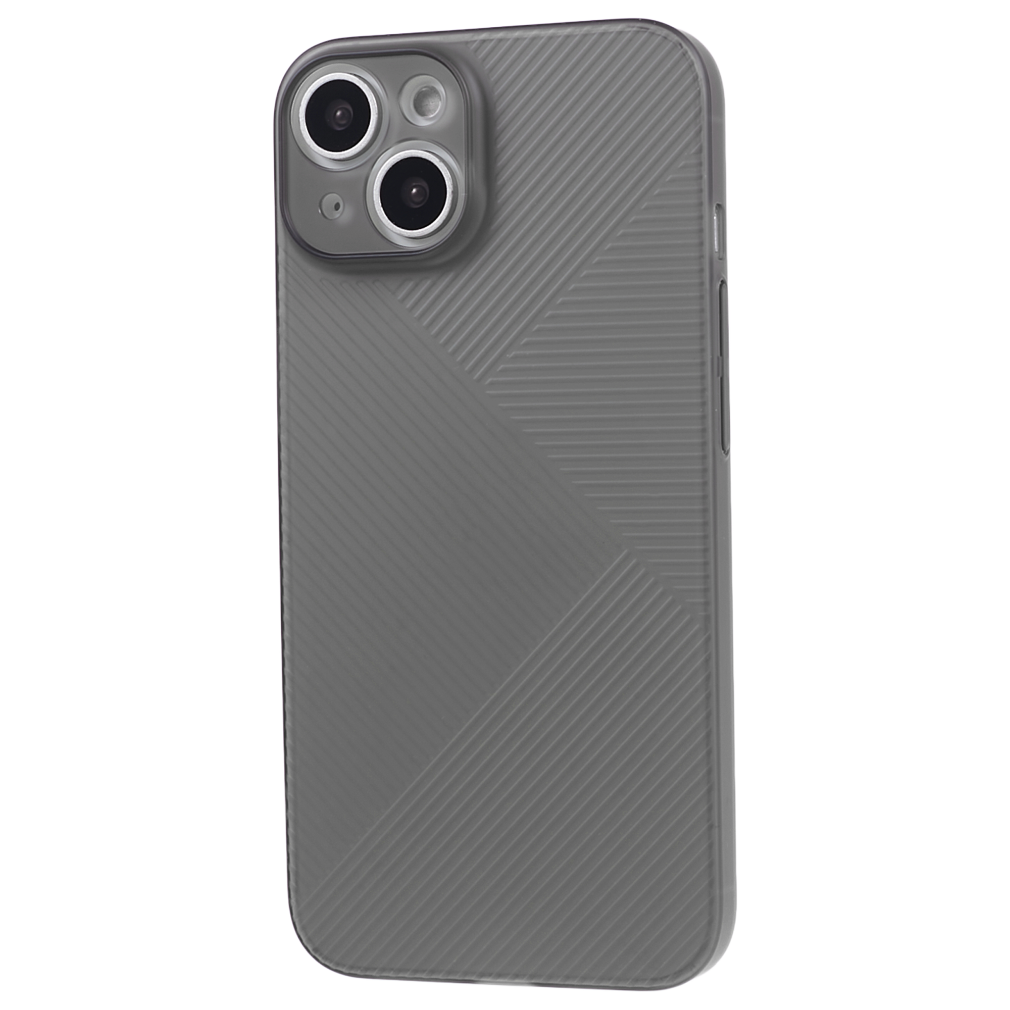 

Für Iphone 15 Plus Anti-rutsch-streifen Textur Transucent Hard PC Phone Hülle Zurück-deckung - Schwarz, iPhone 15 Plus