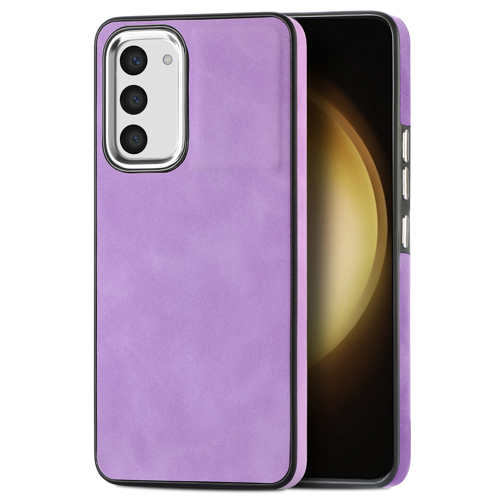 

Für Samsung Galaxy S23 Skin-touch Texture Phone Hülle PU Leder+tpu-elektroplations-kamera-rahmenabdeckung - Helles Lila, Galaxy S23