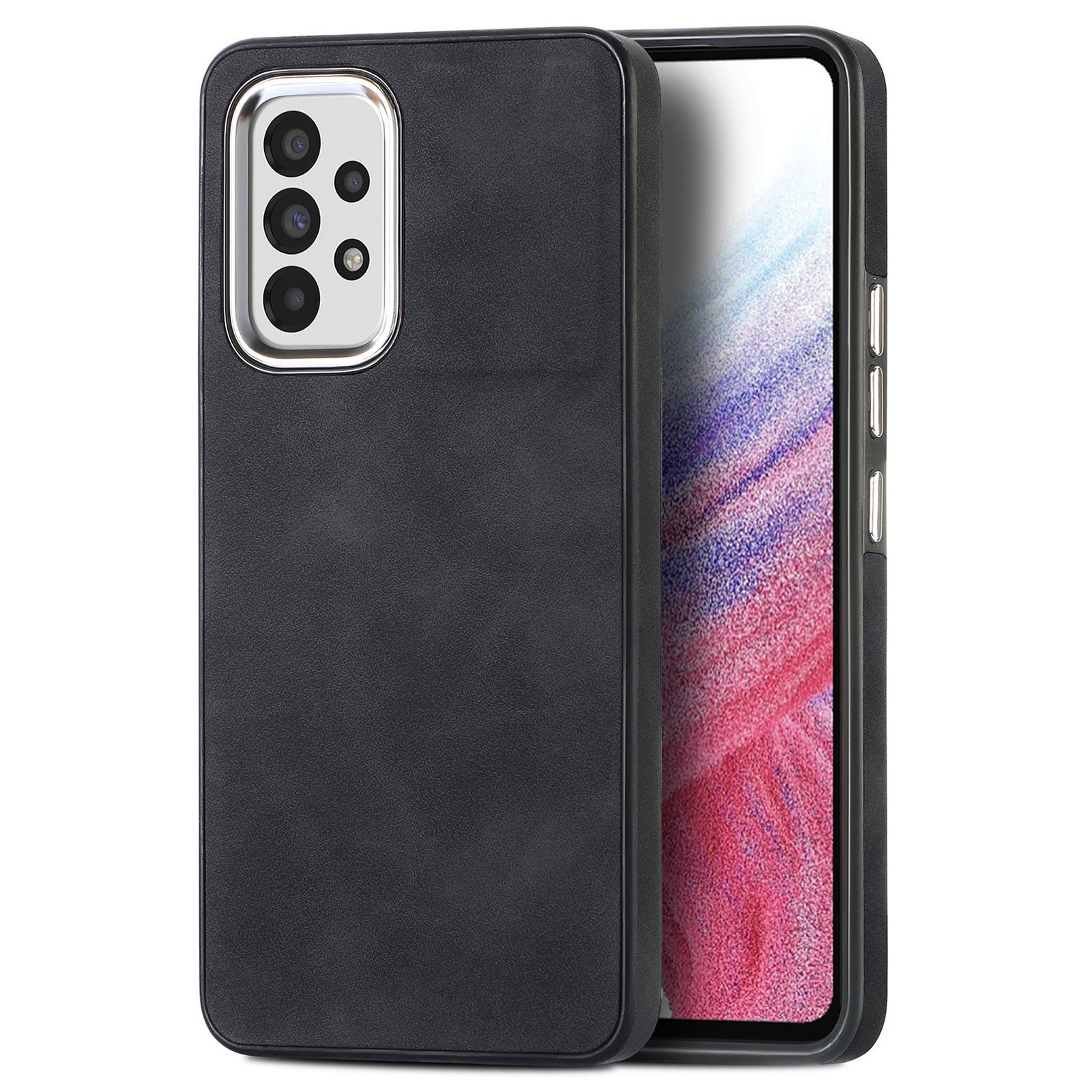 

Für Samsung Galaxy A53 5G Phone Hülle Skin-touch-leder+tpu-elektroplattenkamera Rahmen Rückzugsabdeckung - Schwarz, Samsung Galaxy A53 5G