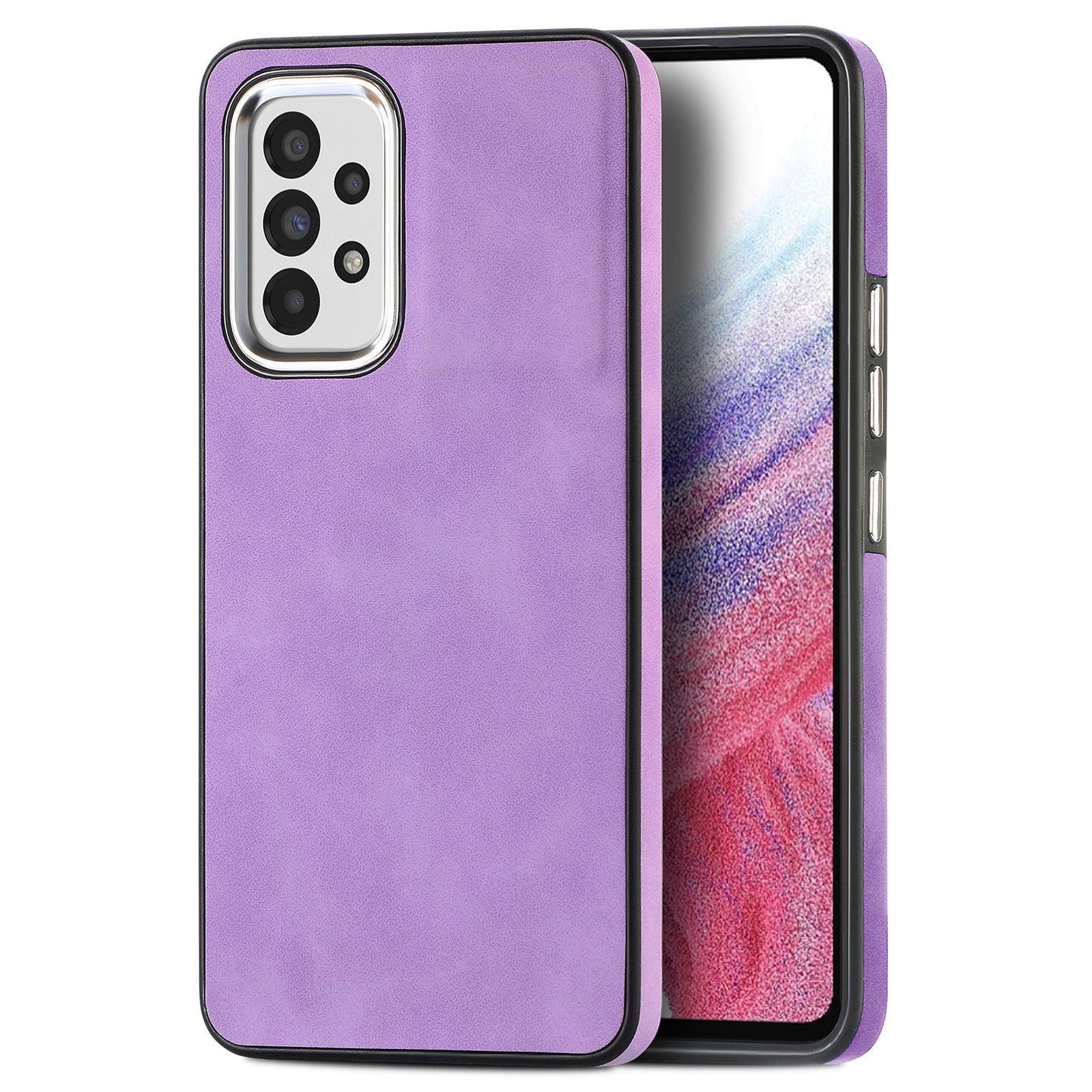 

Für Samsung Galaxy A53 5G Phone Hülle Skin-touch-leder+tpu-elektroplattenkamera Rahmen Rückzugsabdeckung - Helles Lila, Samsung Galaxy A53 5G