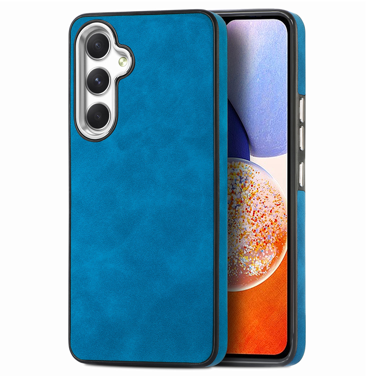 

Für Samsung Galaxy A14 5G PU Lederbeschichtete Tpu-hülle Skin-touch Elektroplatten Kamera Rahmen Telefonabdeckung - Dunkelblau, Galaxy A14 5G