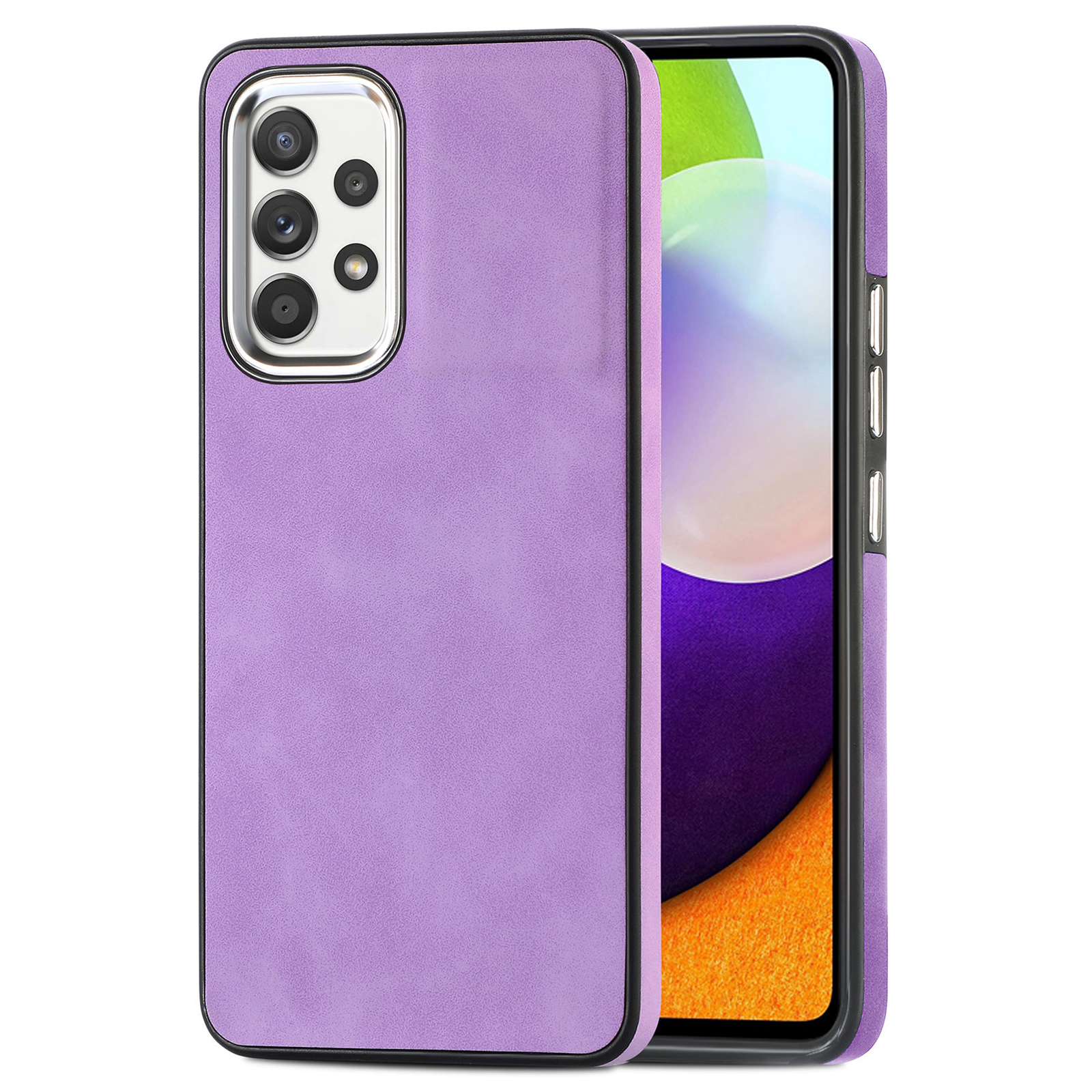 

Skin-touch-telefonkoffer Für Samsung Galaxy A52 4G / 5g / A52s 5g, PU -lederbeschichtete TPU -abdeckung Mit Elektroplierendem Kameraherrahmen - Lila, Galaxy A52 4G