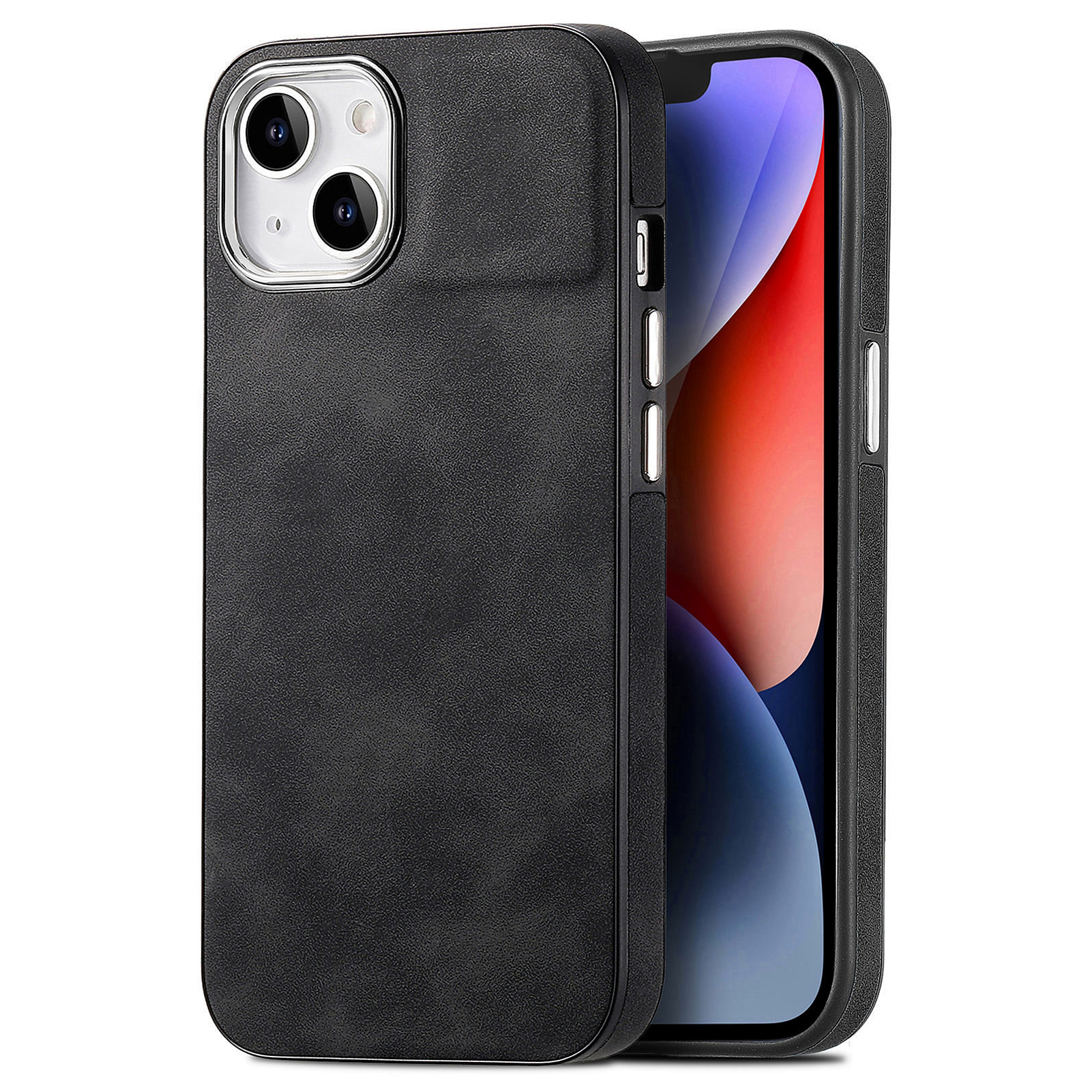 

Schocksicheres Telefonhülle Für Iphone 14 Plus Elektroplierende Kamera-rahmen Hauttouch Lederbeschichtete Tpu-abdeckung - Schwarz, iPhone 14 Plus