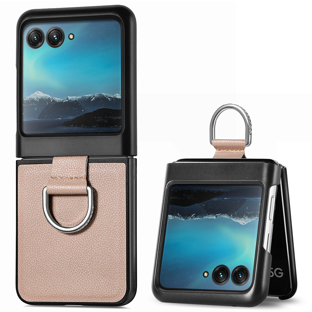 

Für Motorola Razr 40 Ultra 5G PU Lederbeschichtete PC -telefonhülle Fingerringhalter Litchi Textur Telefonabdeckung - Grau, Motorola Razr 40 Ultra 5G