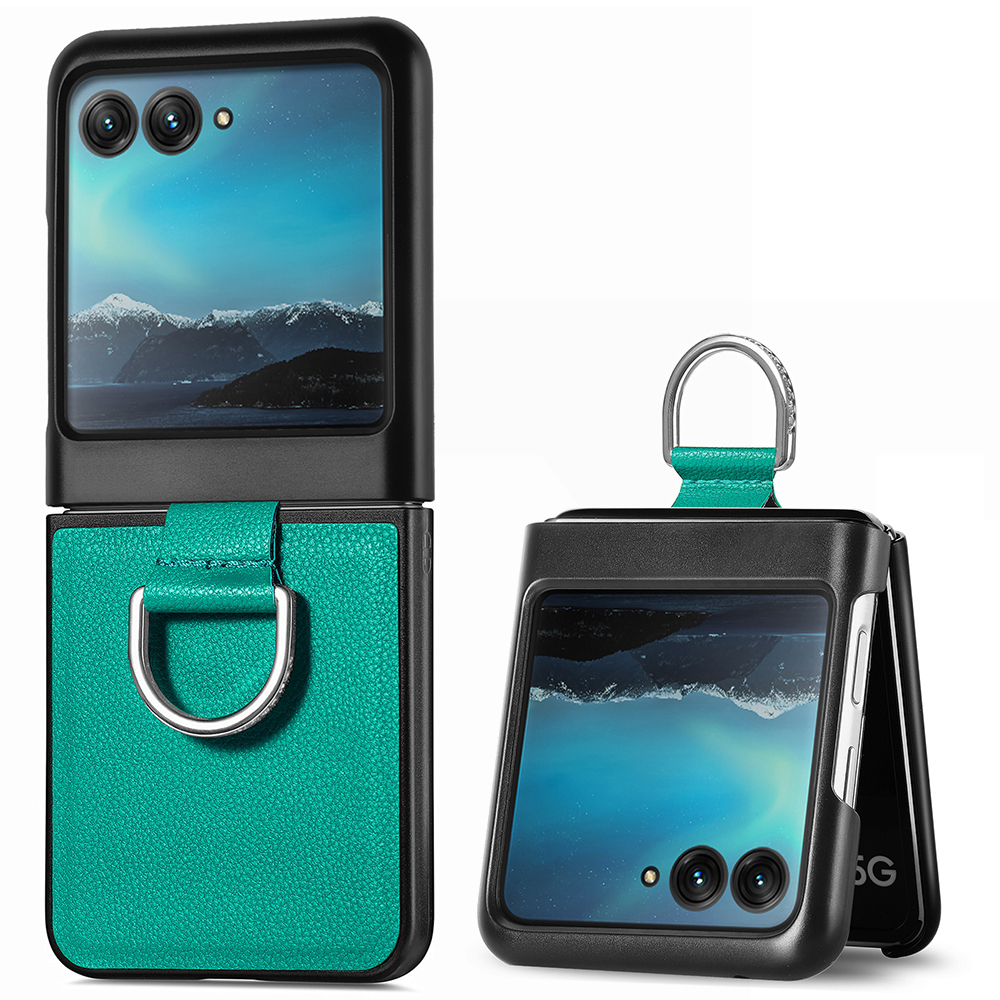

Für Motorola Razr 40 Ultra 5G PU Lederbeschichtete PC -telefonhülle Fingerringhalter Litchi Textur Telefonabdeckung - Grün, Motorola Razr 40 Ultra 5G