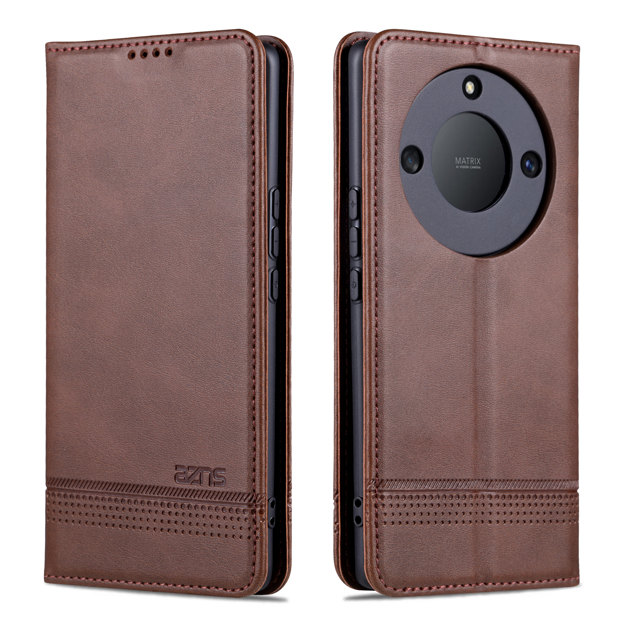 

AZNS For Honor X50 Wallet Stand Telefon Abdeckung PU Leder Cowide Textur Handy Hülle - Kaffee, Honor X50