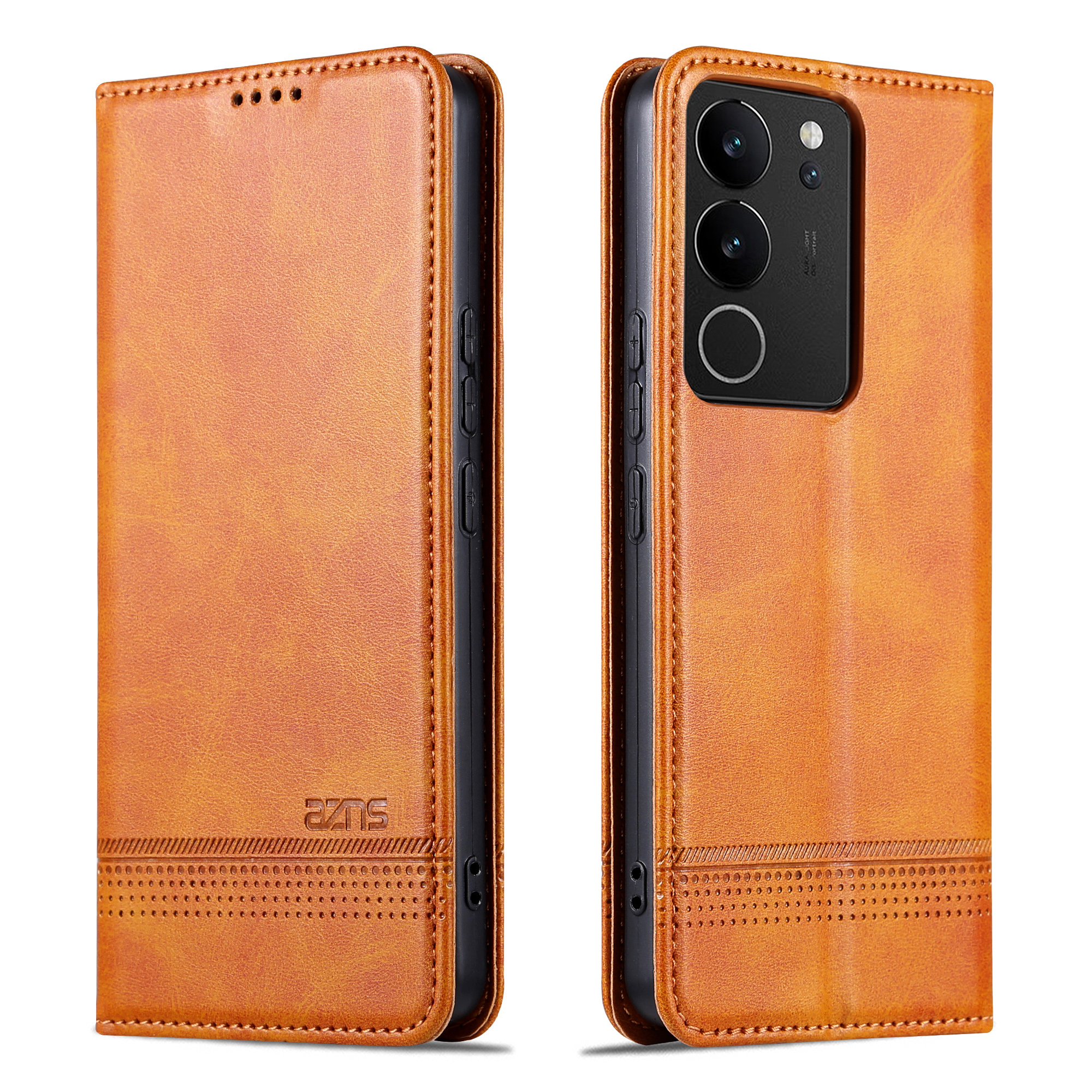 

Azns Für Vivo S17 5G / S17 Pro 5G Wallet PU Leder Hülle Cowide Textur Telefonabdeckung Mit Ständer - Braun, vivo S17 5G