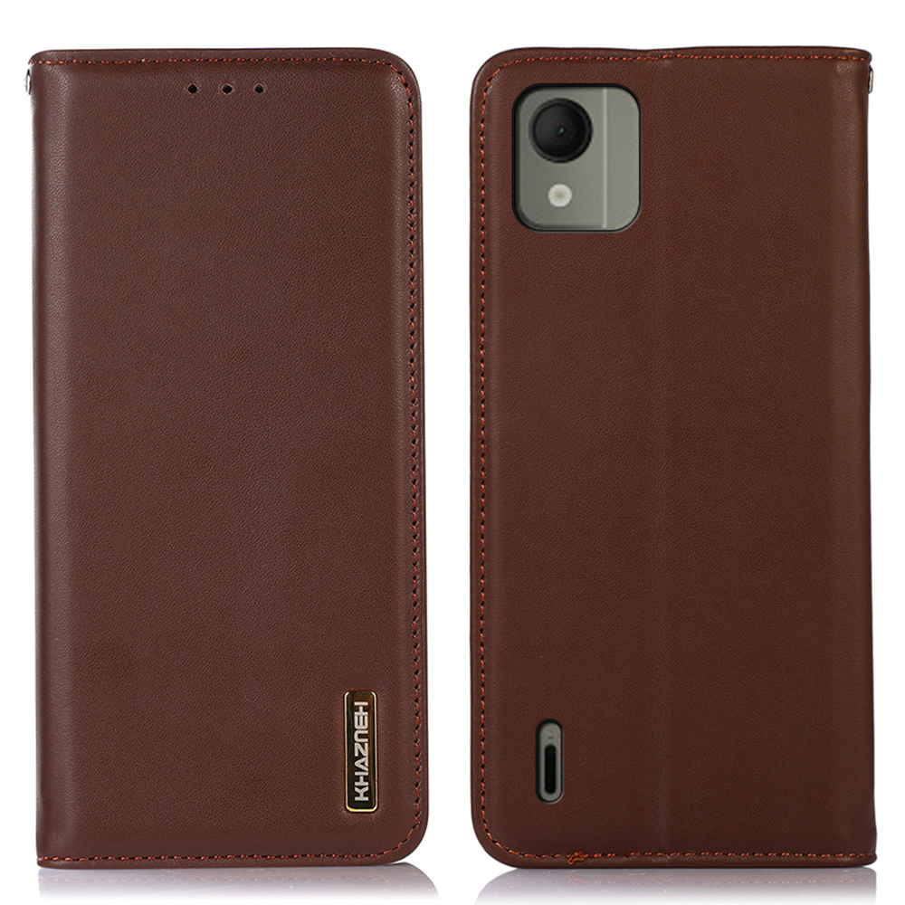 

Khazneh Für Nokia C110 Telefonhülle Echtes Kuhleder RFID -blockierungsbrieftasche Cover - Braun, Nokia C110
