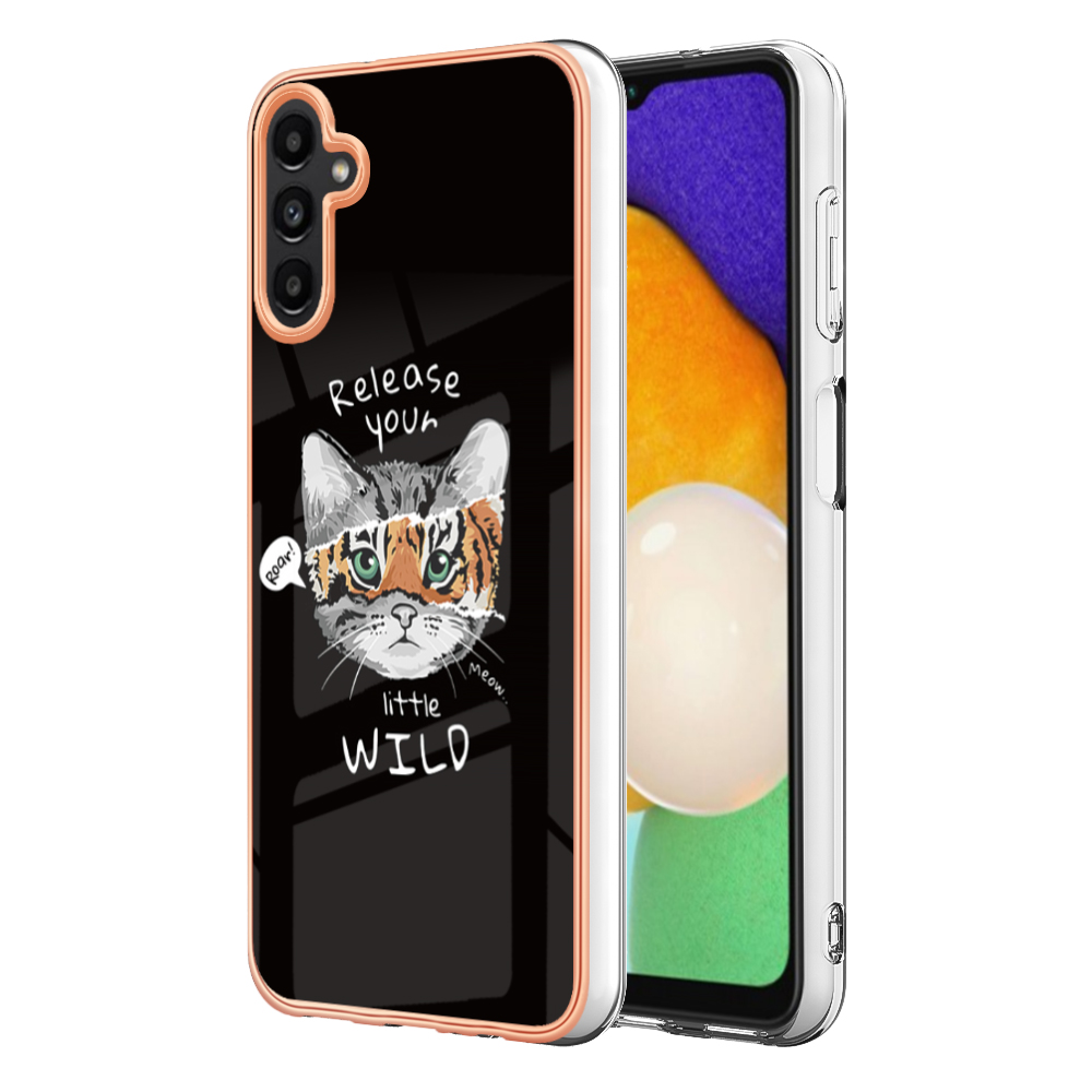 

YB IMD Series-19-stil D Für Samsung Galaxy A14 5G Muster Gedruckt 2,0 mm TPU Rückabdeckung Elektropliertes Imd-telefonfall Gedruckt - Katze / Tiger, Galaxy A14 5G