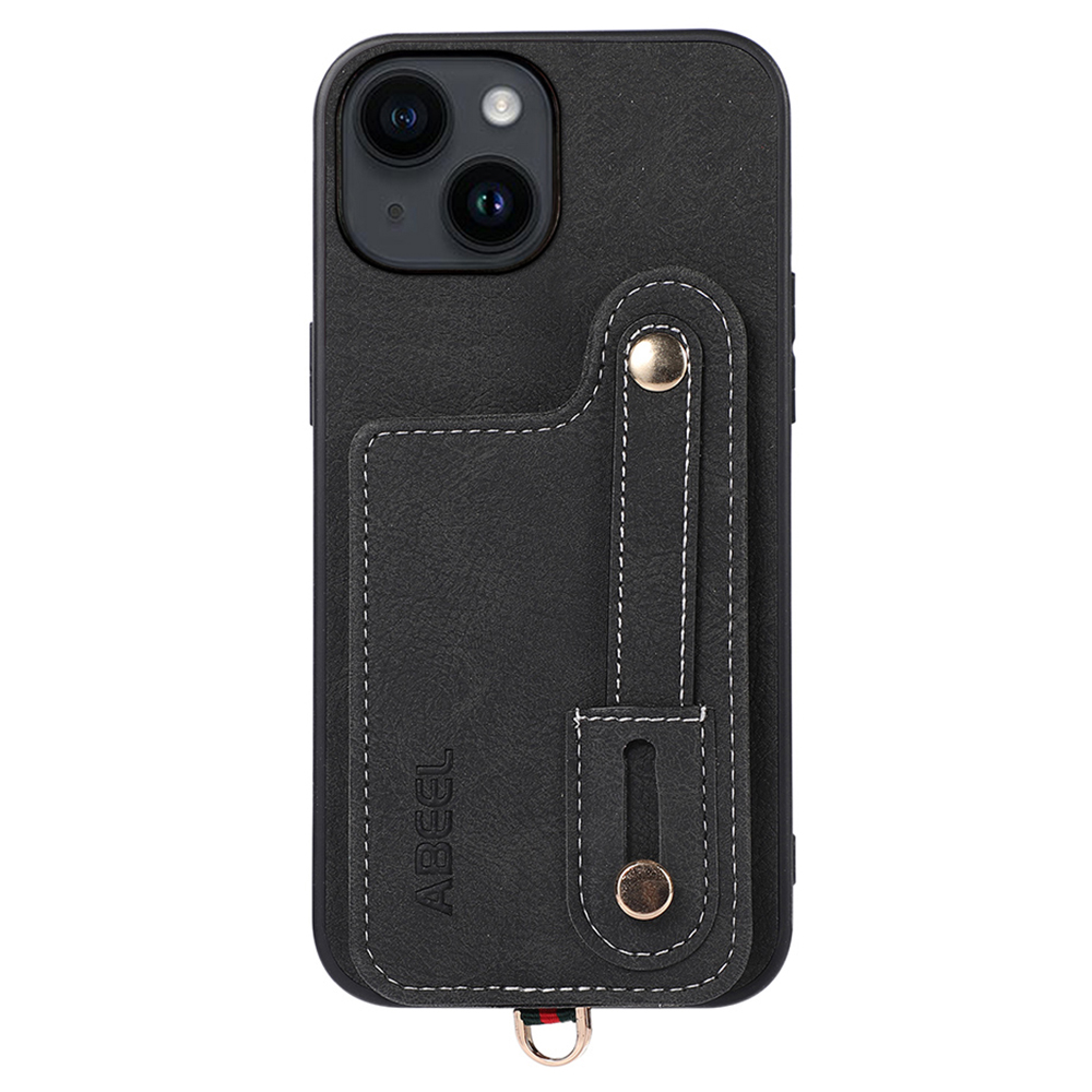 

ABEEL Style 03 TPU+PC Shell Für Iphone 15, Karton-karten-slots Litchi Textur Anti-fall-telefonabdeckung - Schwarz, iPhone 15